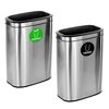 Alpine Industries Trash Can, Stainless Steel Brushed, Stainless Steel/Plastic ALP470-40L-CO-T